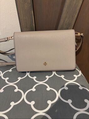 Tory Burch Neutral Saffiano Leather Crossbody